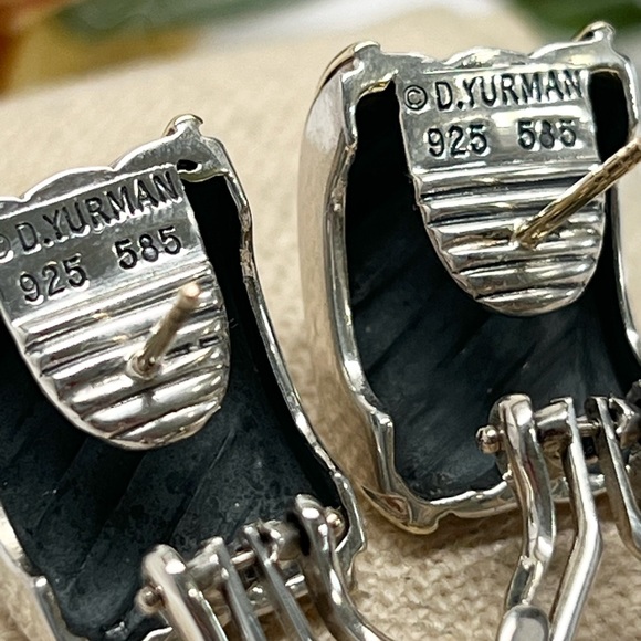 David Yurman Cigar Band Earrings 925/14K Gold - Picture 8 of 9